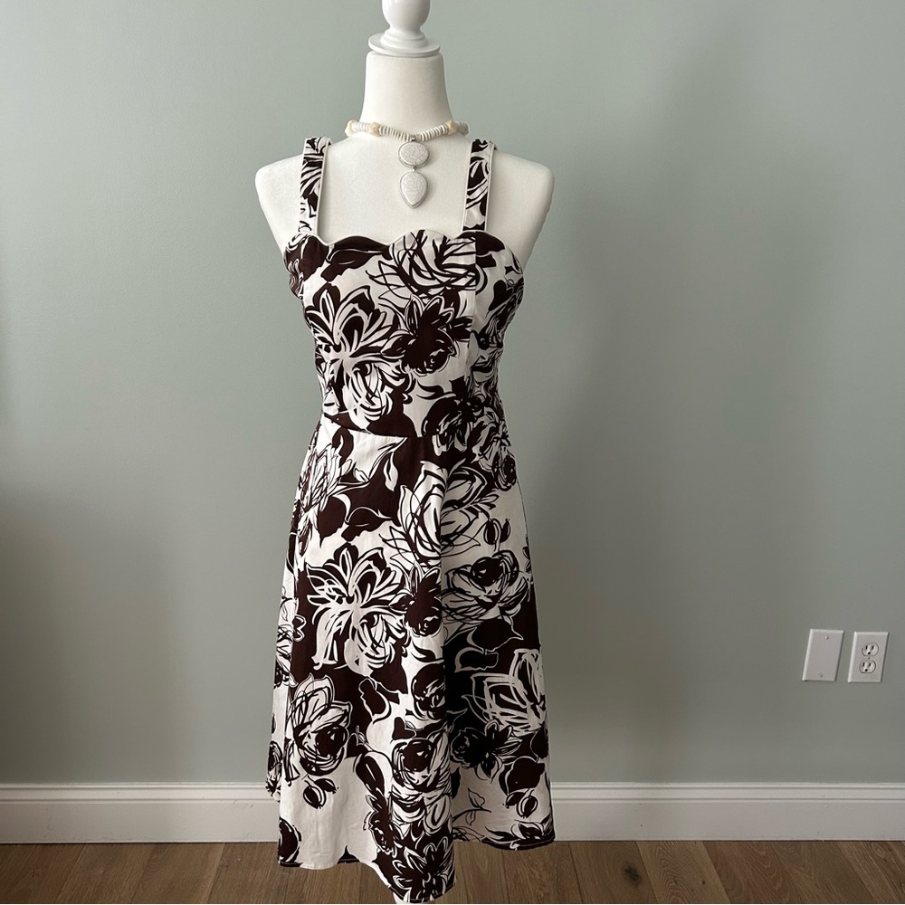 Madison Leigh Black and White Floral Midi Dress